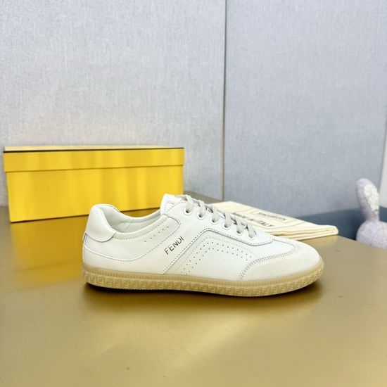 Fendi Suede Leather Splicing Retro Logo Soft Comfortable Sneakers