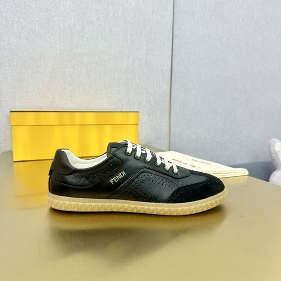 Fendi Suede Leather Splicing Retro Logo Soft Comfortable Sneakers