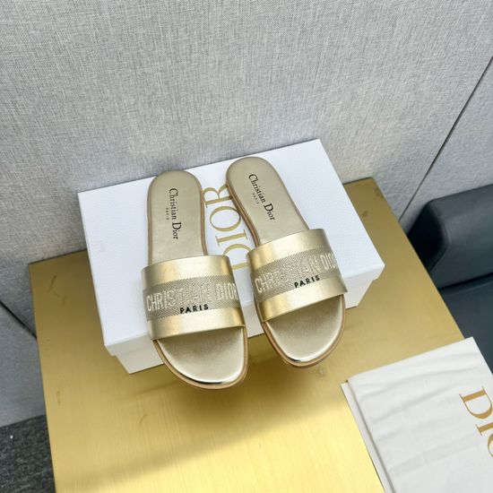 Christian Dior Embroidered Leather Comfortable Stylish Slide Sandals