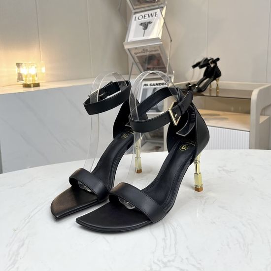 Balmain Pointed Toe Stiletto Sandals Cowhide Upper Sheepskin Lining