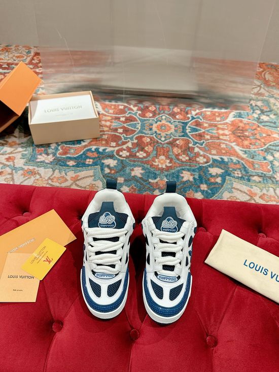 Louis Vuitton Premium Leather Skate Sneakers Breathable Casual Comfortable Footwear