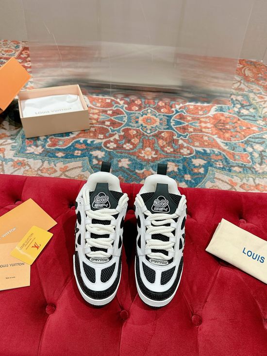 Louis Vuitton Premium Leather Skate Sneakers Breathable Casual Comfortable Footwear