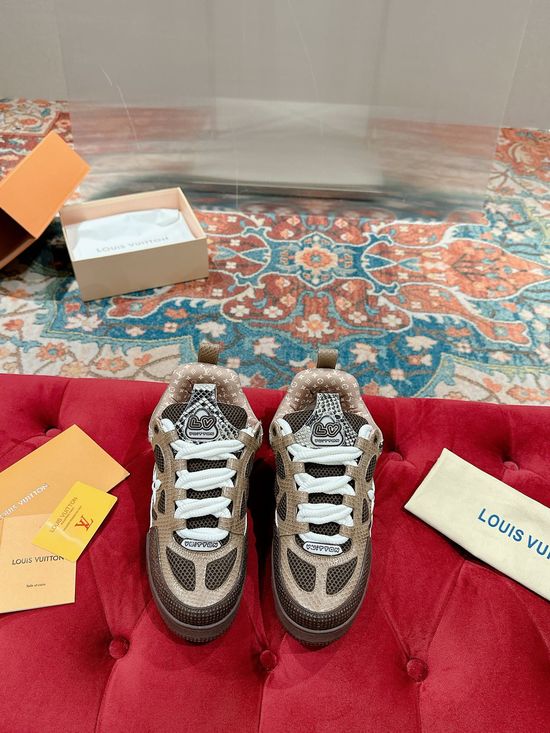 Louis Vuitton Premium Leather Skate Sneakers Breathable Casual Comfortable Footwear