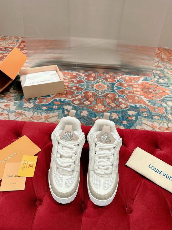 Louis Vuitton Premium Leather Skate Sneakers Breathable Casual Comfortable Footwear