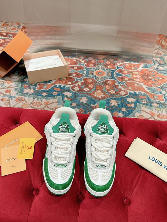 Louis Vuitton Premium Leather Skate Sneakers Breathable Casual Comfortable Footwear