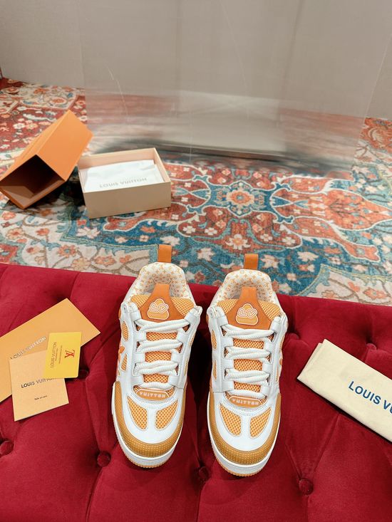Louis Vuitton Premium Leather Skate Sneakers Breathable Casual Comfortable Footwear