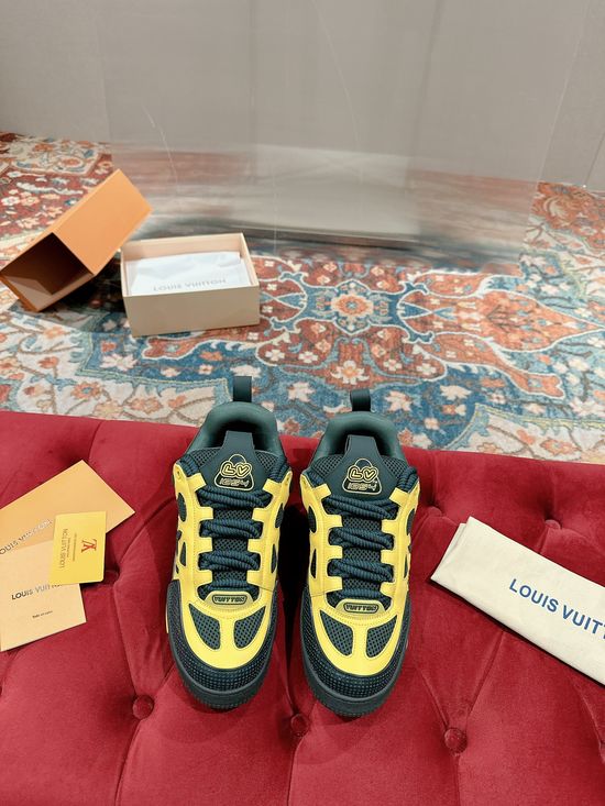 Louis Vuitton Premium Leather Skate Sneakers Breathable Casual Comfortable Footwear