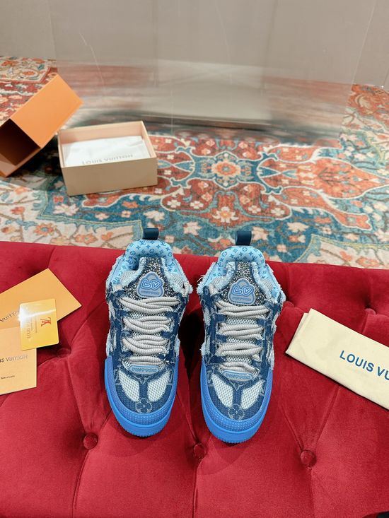 Louis Vuitton Premium Leather Skate Sneakers Breathable Casual Comfortable Footwear