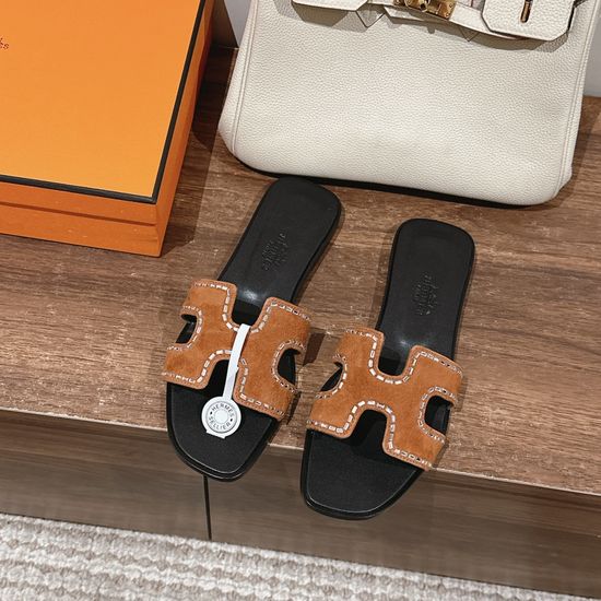Hermes Premium Cowhide Slide Sandals Comfortable Soft Sole