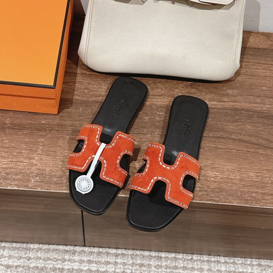 Hermes Premium Cowhide Slide Sandals Comfortable Soft Sole