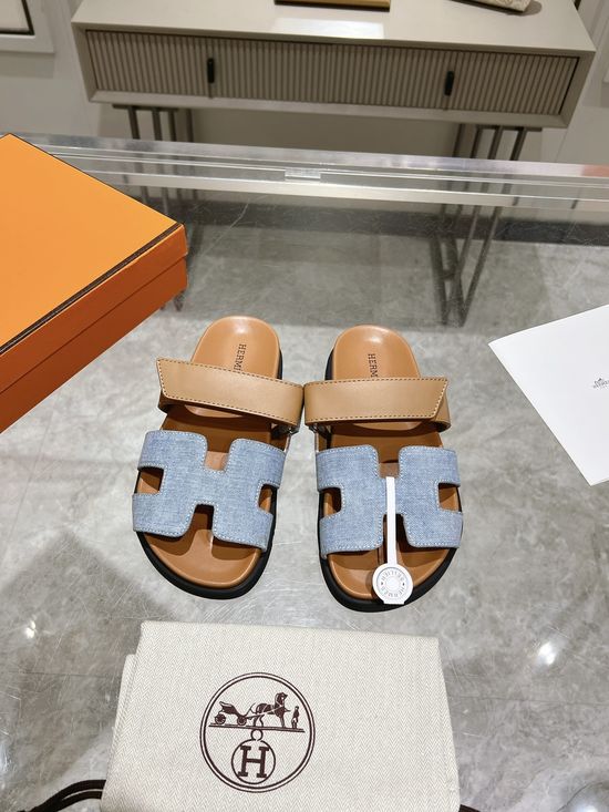 Hermes Denim Slide Sandals Casual Durable Premium Quality Non-slip Sole