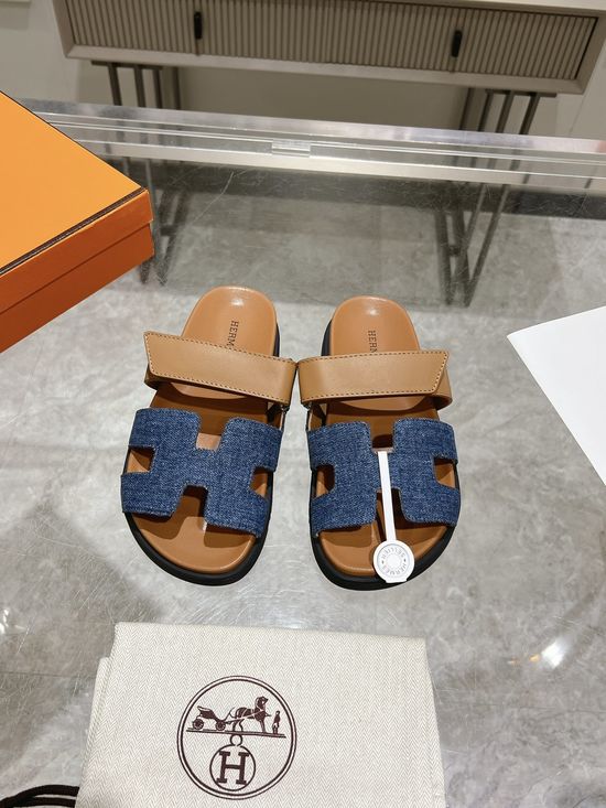 Hermes Denim Slide Sandals Casual Durable Premium Quality Non-slip Sole