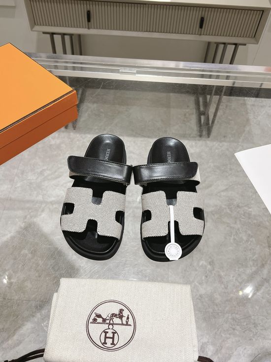 Hermes Mesh Fabric Slide Sandals Breathable Lightweight Premium Quality Non-slip Sole