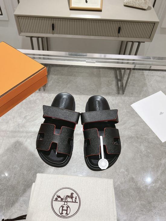 Hermes Genuine Leather Soft Comfort Casual Slide Sandals
