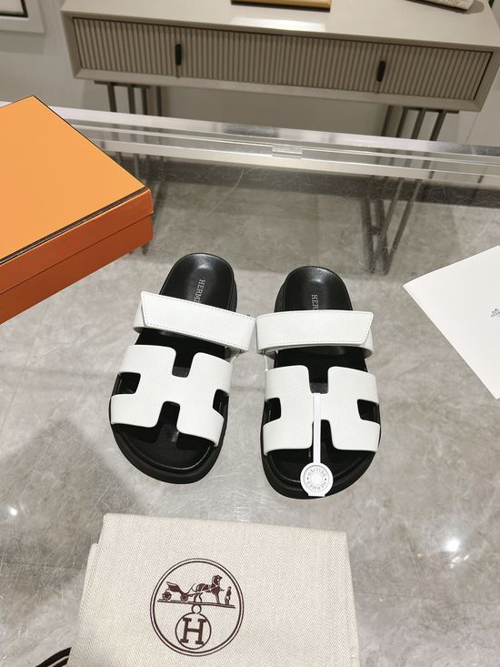 Hermes Genuine Leather Soft Comfort Casual Slide Sandals