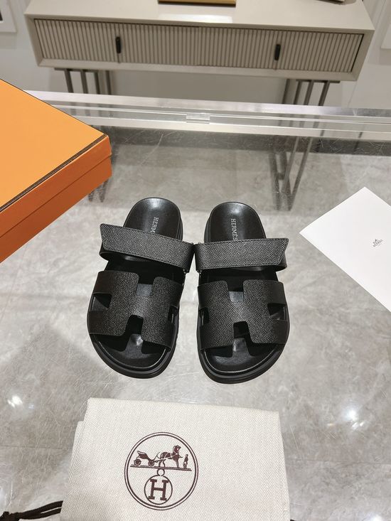Hermes Genuine Leather Soft Comfort Casual Slide Sandals