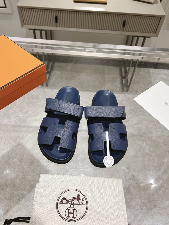Hermes Genuine Leather Soft Comfort Casual Slide Sandals