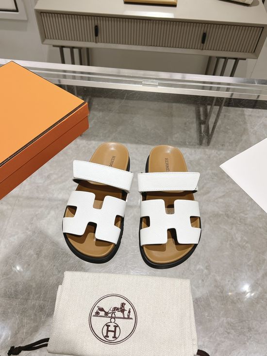 Hermes Genuine Leather Soft Comfort Casual Slide Sandals