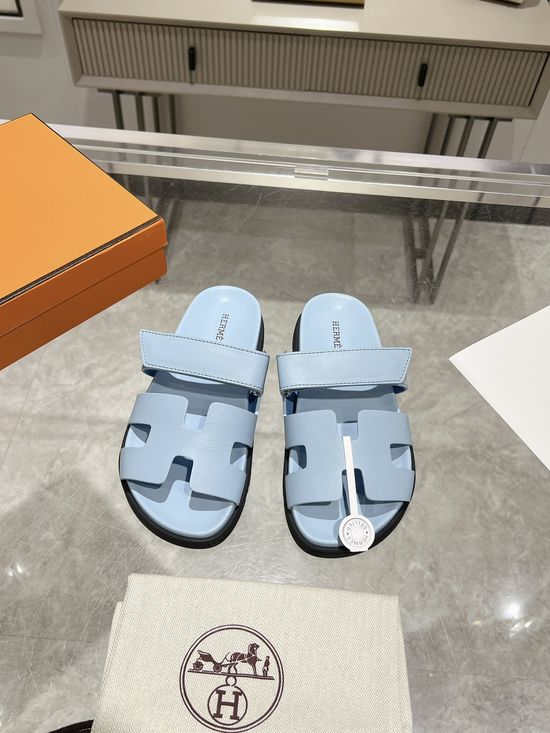 Hermes Genuine Leather Soft Comfort Casual Slide Sandals