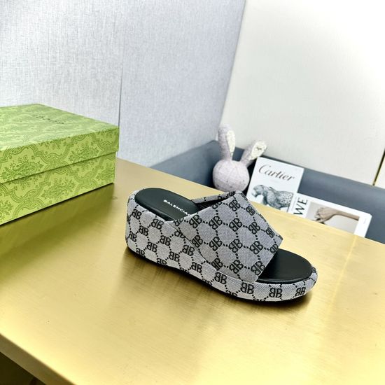 Balenciaga Thick Sole Wedge Slides Comfortable Casual Footwear