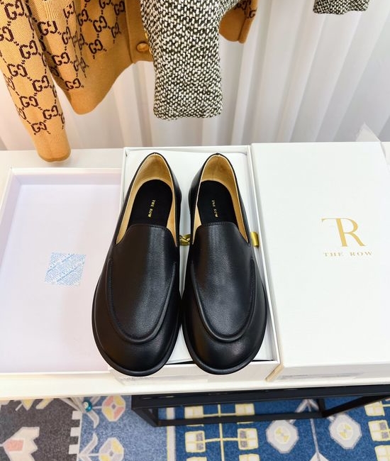 The Row Vintage Leather Loafers Soft Comfortable Casual Daily Shoes