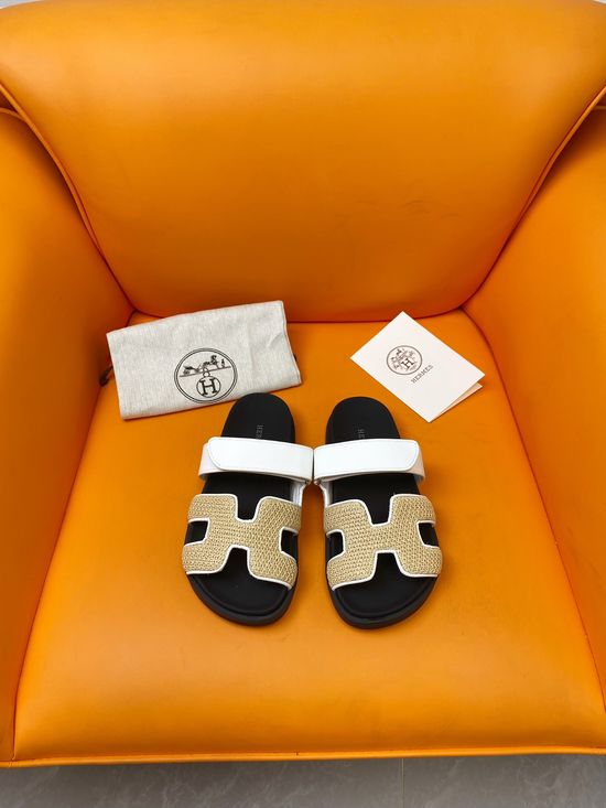 Hermes Velcro Flat Casual Sandals Soft Sole Comfortable Slides