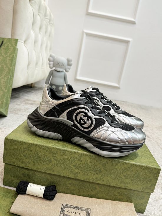 Gucci Premium Leather Sneakers With 3D Decorative Details Classic Design