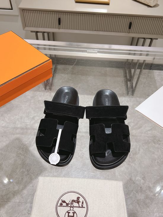 Hermes Solid Suede Slide Sandals Soft Breathable Premium Quality Non-slip Sole