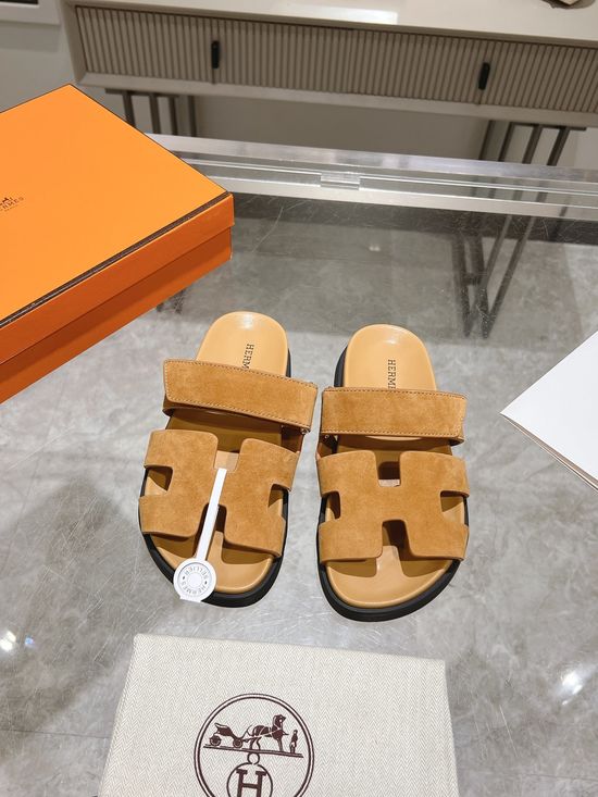 Hermes Solid Suede Slide Sandals Soft Breathable Premium Quality Non-slip Sole