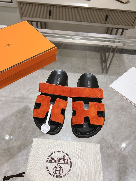 Hermes Solid Suede Slide Sandals Soft Breathable Premium Quality Non-slip Sole