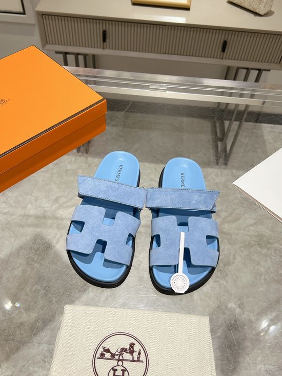 Hermes Solid Suede Slide Sandals Soft Breathable Premium Quality Non-slip Sole