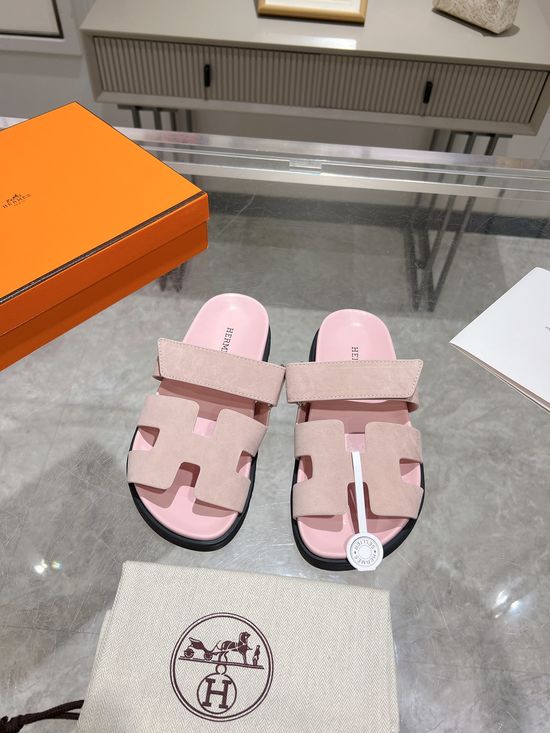 Hermes Solid Suede Slide Sandals Soft Breathable Premium Quality Non-slip Sole