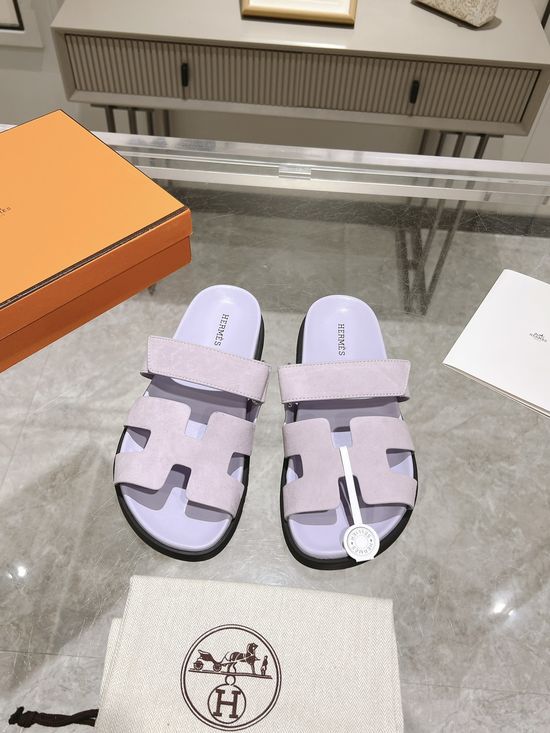 Hermes Solid Suede Slide Sandals Soft Breathable Premium Quality Non-slip Sole
