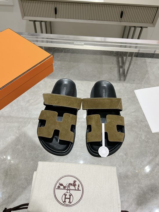 Hermes Solid Suede Slide Sandals Soft Breathable Premium Quality Non-slip Sole