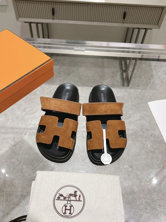 Hermes Solid Suede Slide Sandals Soft Breathable Premium Quality Non-slip Sole