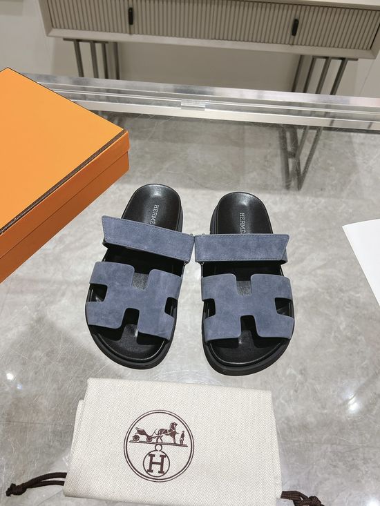 Hermes Solid Suede Slide Sandals Soft Breathable Premium Quality Non-slip Sole