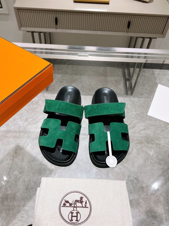 Hermes Solid Suede Slide Sandals Soft Breathable Premium Quality Non-slip Sole