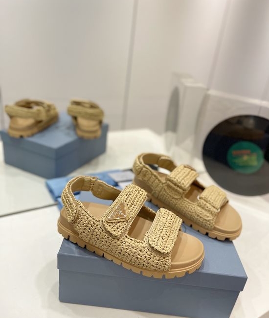 Prada Handwoven Casual Slip-On Mules with Breathable Leather Insole