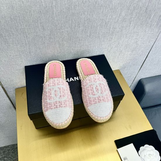 Chanel Casual Denim Espadrille Mules Slip On Comfort Shoes