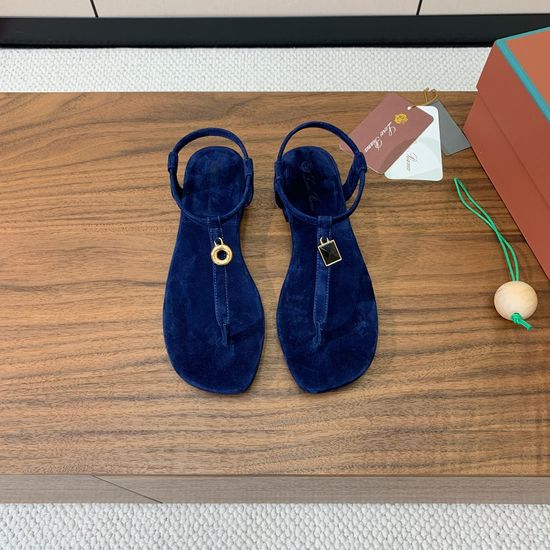 Loro Piana Minimalist Suede Sandals with Imported Leather Sole