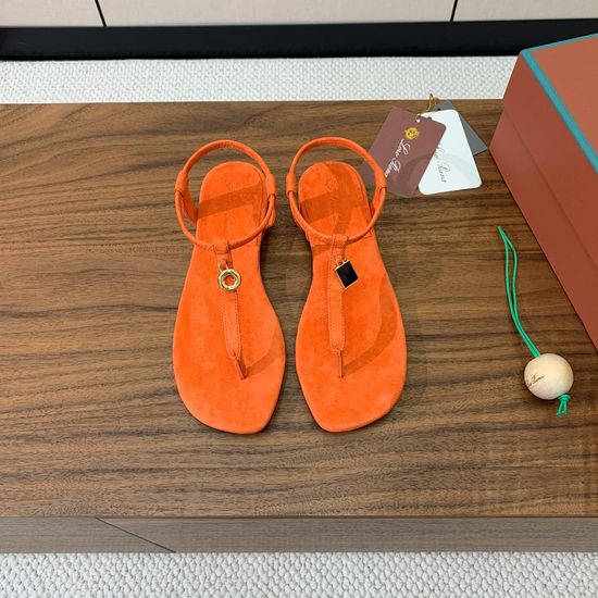 Loro Piana Minimalist Suede Sandals with Imported Leather Sole