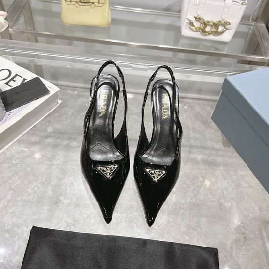 Prada Pointed Toe Patent Leather High Heel Sandals