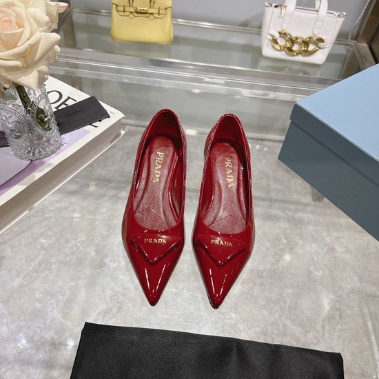 Prada Patent Leather Dress Shoes with Emblem Leather Sole