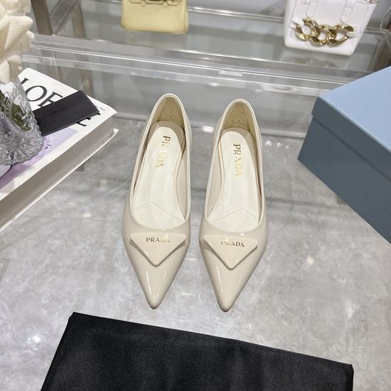 Prada Patent Leather Dress Shoes with Emblem Leather Sole