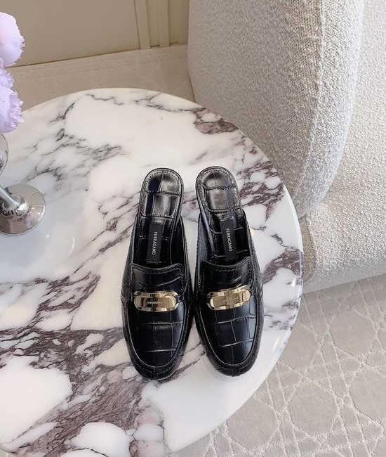 Ferragamo Sophisticated Metal-Accent Mule Slippers