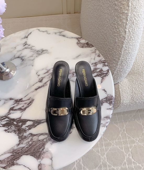Ferragamo Sophisticated Metal-Accent Mule Slippers
