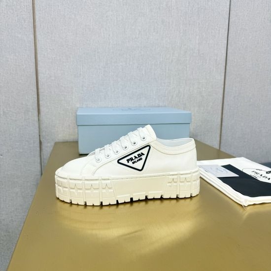 Prada Vintage Style Printed Canvas Platform Casual Shoes