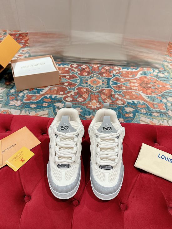 Louis Vuitton Premium Leather Skate Sneakers Breathable Casual Comfortable Footwear