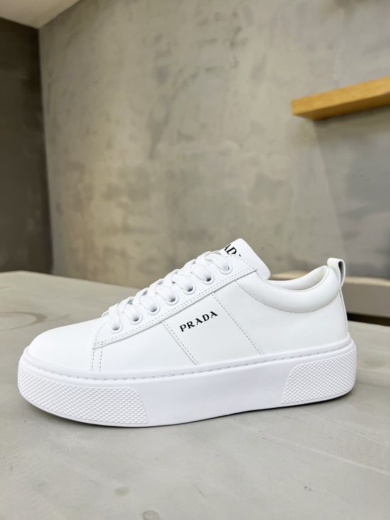 Prada Classic Elegant Leather Comfortable Casual White Shoes