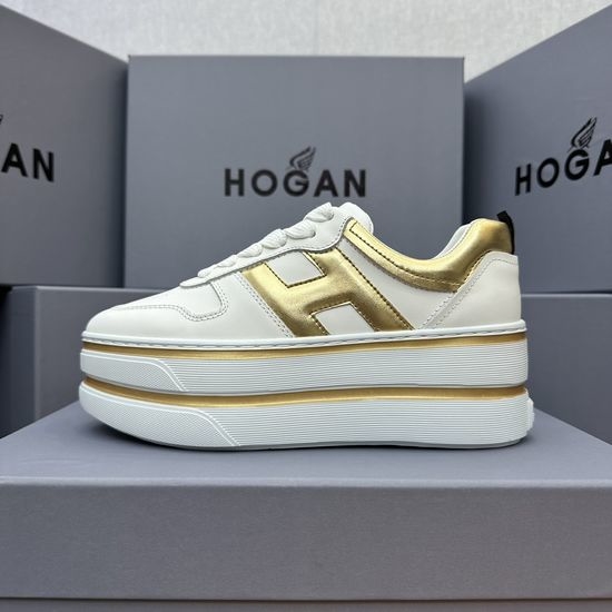 Hogan Two Stripe Elevated Comfort Casual Leather Sneakers